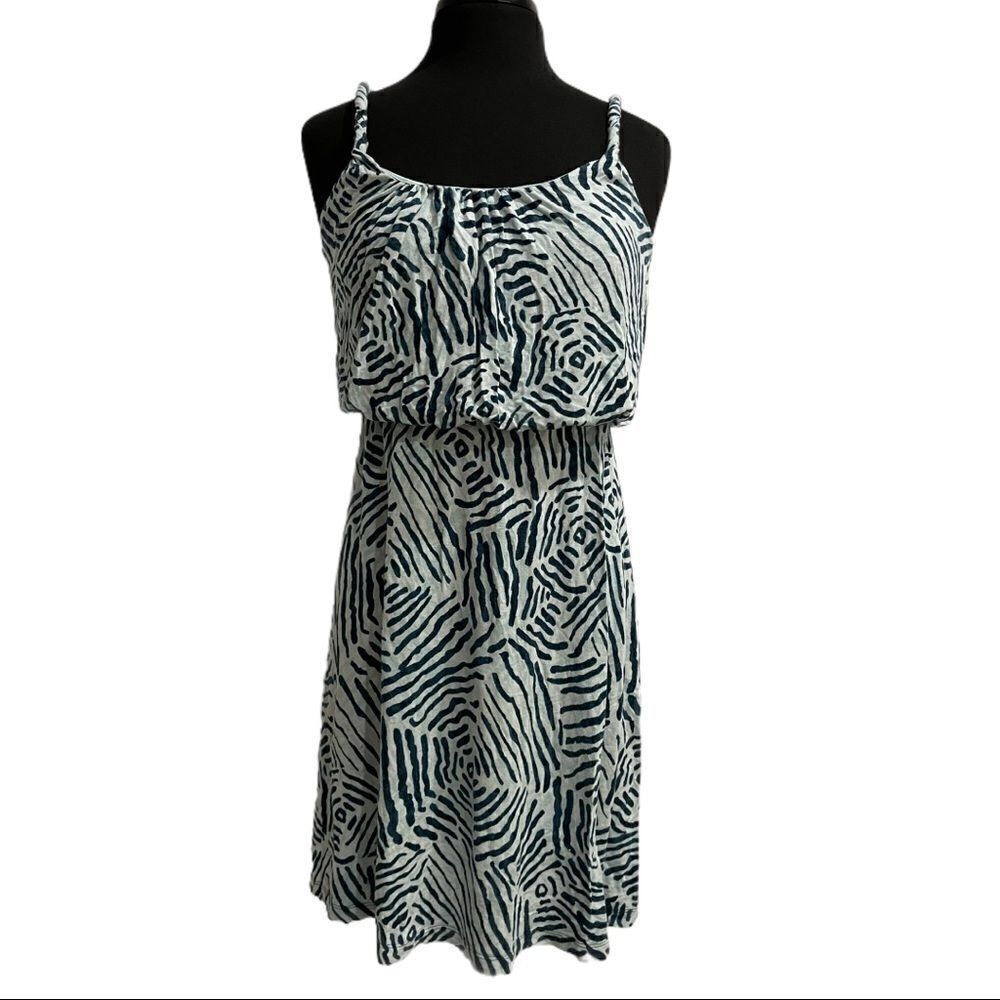 LOFT Blue Zebra Print Sleeveless Dress Sz S